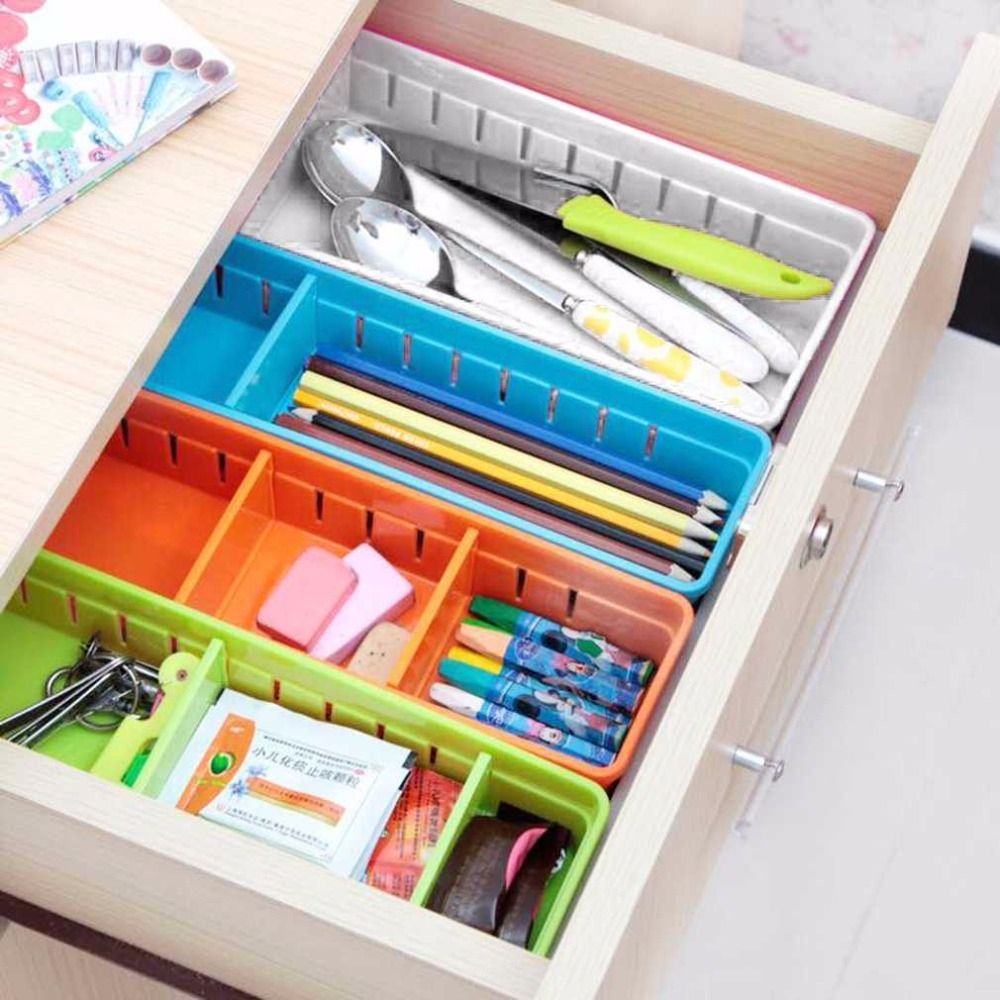 Drawer Cutlery Divider Case Makeup Storage Organizer Box