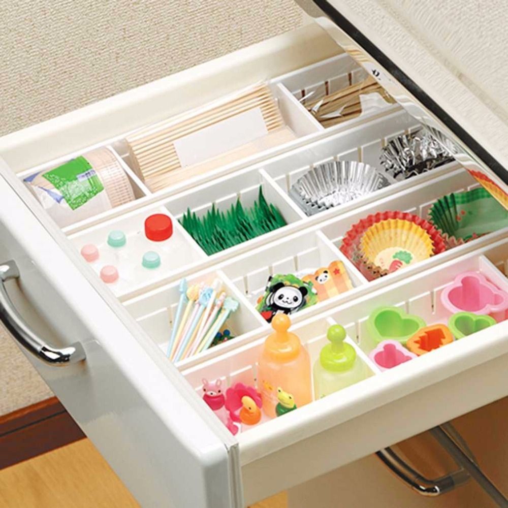 Drawer Cutlery Divider Case Makeup Storage Organizer Box
