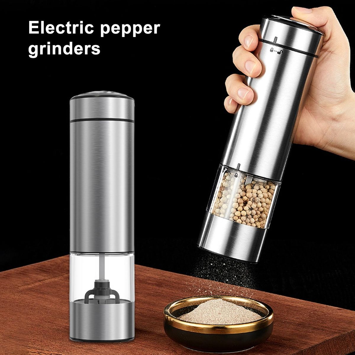 Battery Operated Pepper Grinder Easygrind Battery Operated for Spices Silver