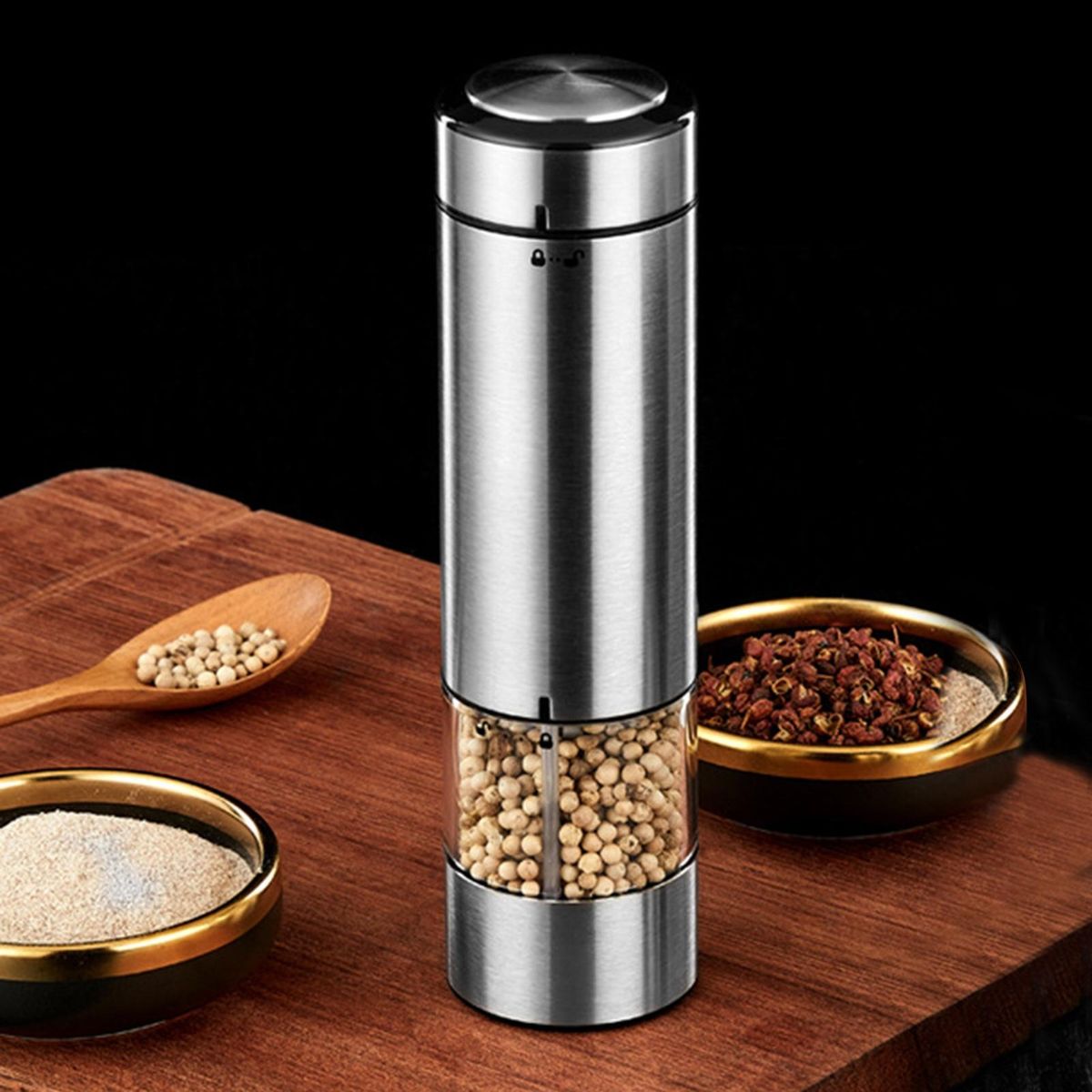 Battery Operated Pepper Grinder Easygrind Battery Operated for Spices Silver