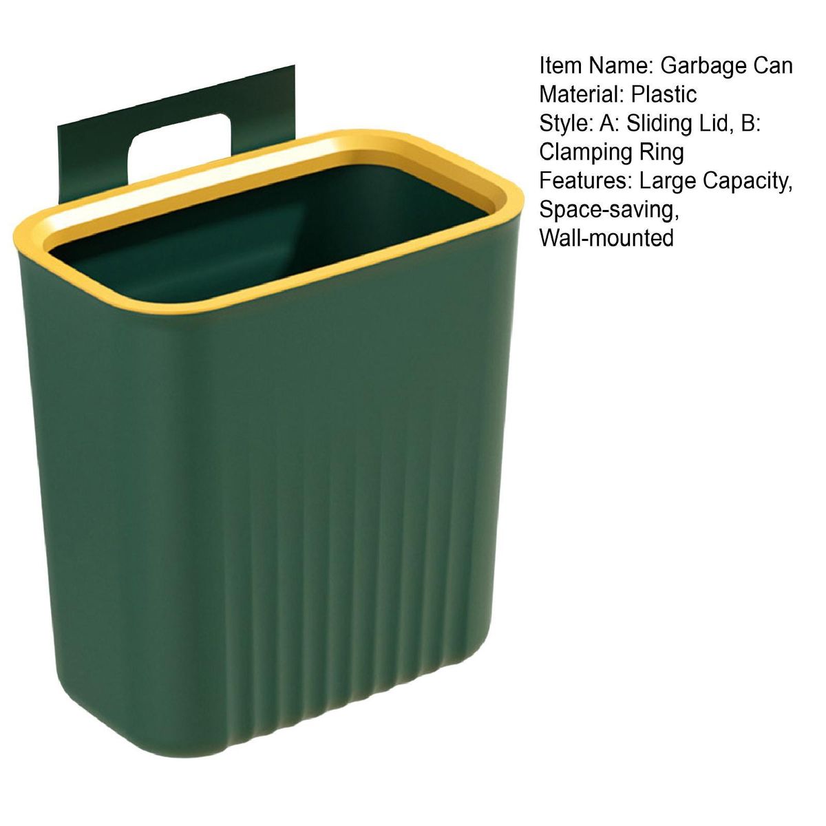 Waste Garbage Bin Wall-mounted Sliding Garbage Can Green
