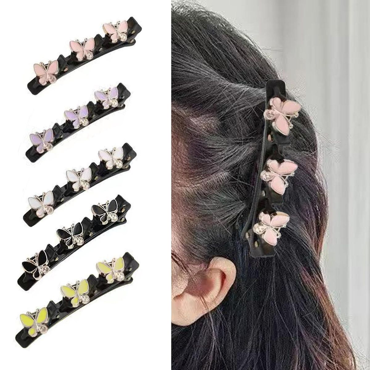 2Pcs Women Hair Clips Lovely Girl Butterfly Duck-bill Hairpins Party Favor White