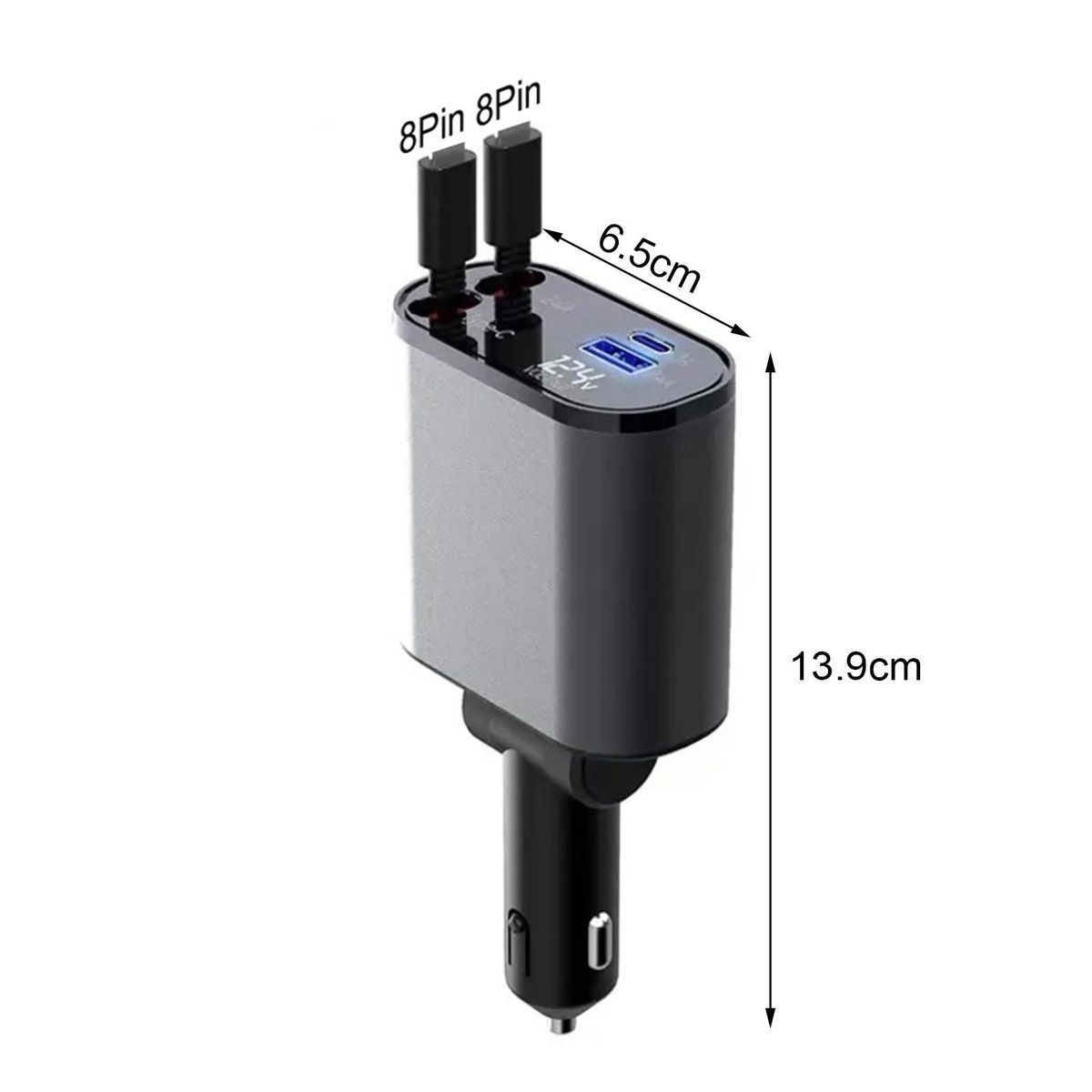Fast Charging Car Charger Powerdrive Pro Dual Retractable Car Charger