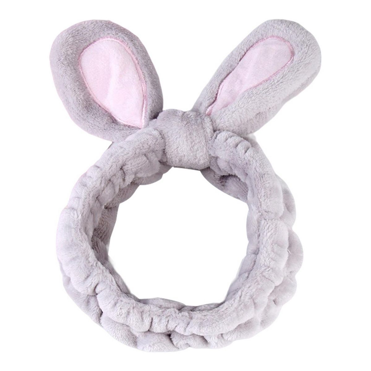 Head Wrap Women Coral Fleece Rabbit Ears Hair Band Grey