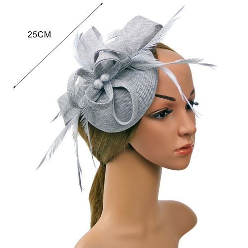 Faux Feather Fascinator Hat Net Yarn Hat Shape Bow-Black