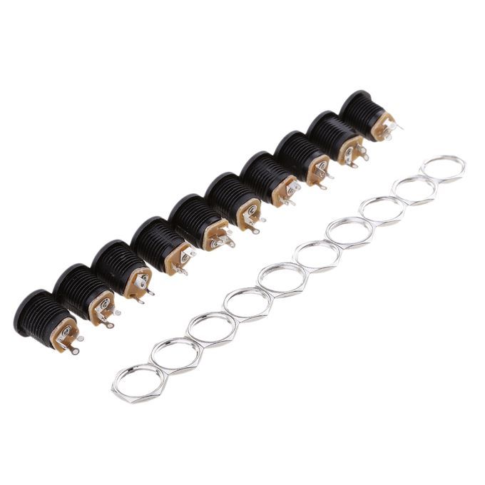 10 Pieces 55x21mm DC Power Supply Jack Socket Female Panel Mount