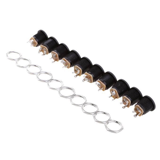 10 Pieces 55x21mm DC Power Supply Jack Socket Female Panel Mount