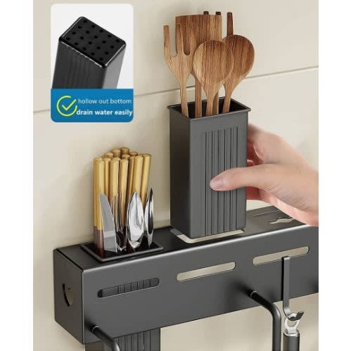 Wall Mounted Knife Cutlery Holder Kitchen Rack With Hooks