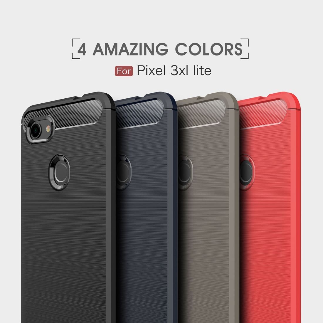Brushed Texture Carbon Fiber Shockproof TPU Case For Google Pixel 3XL Lite(Red)