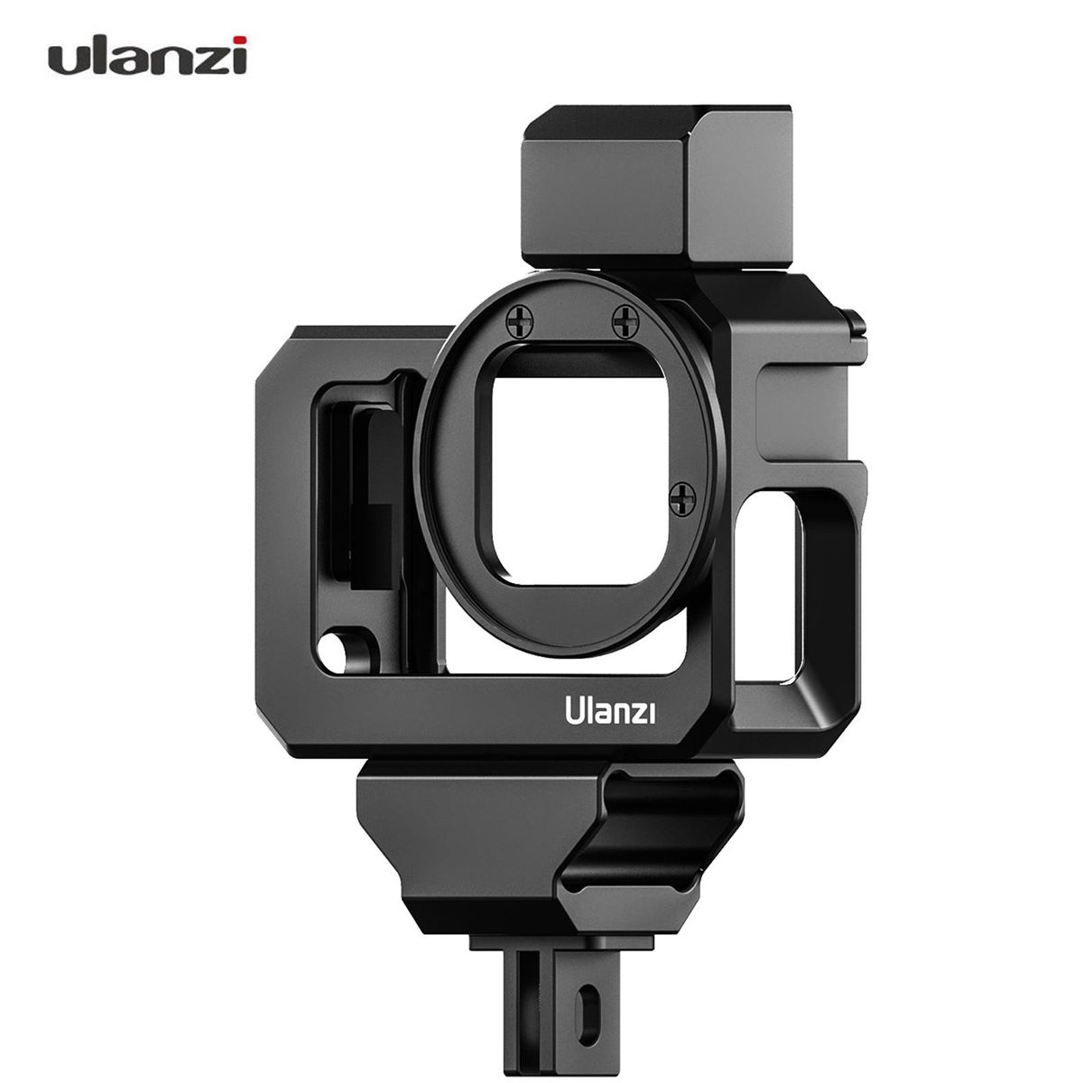 Ulanzi G9-5 Action Camera Video Cage Metal Vlog Case Protective Housing with Dual Cold Shoe Mount 52mm Filter Adapter Extension Accessory Replacement for GoPro Hero 10/9