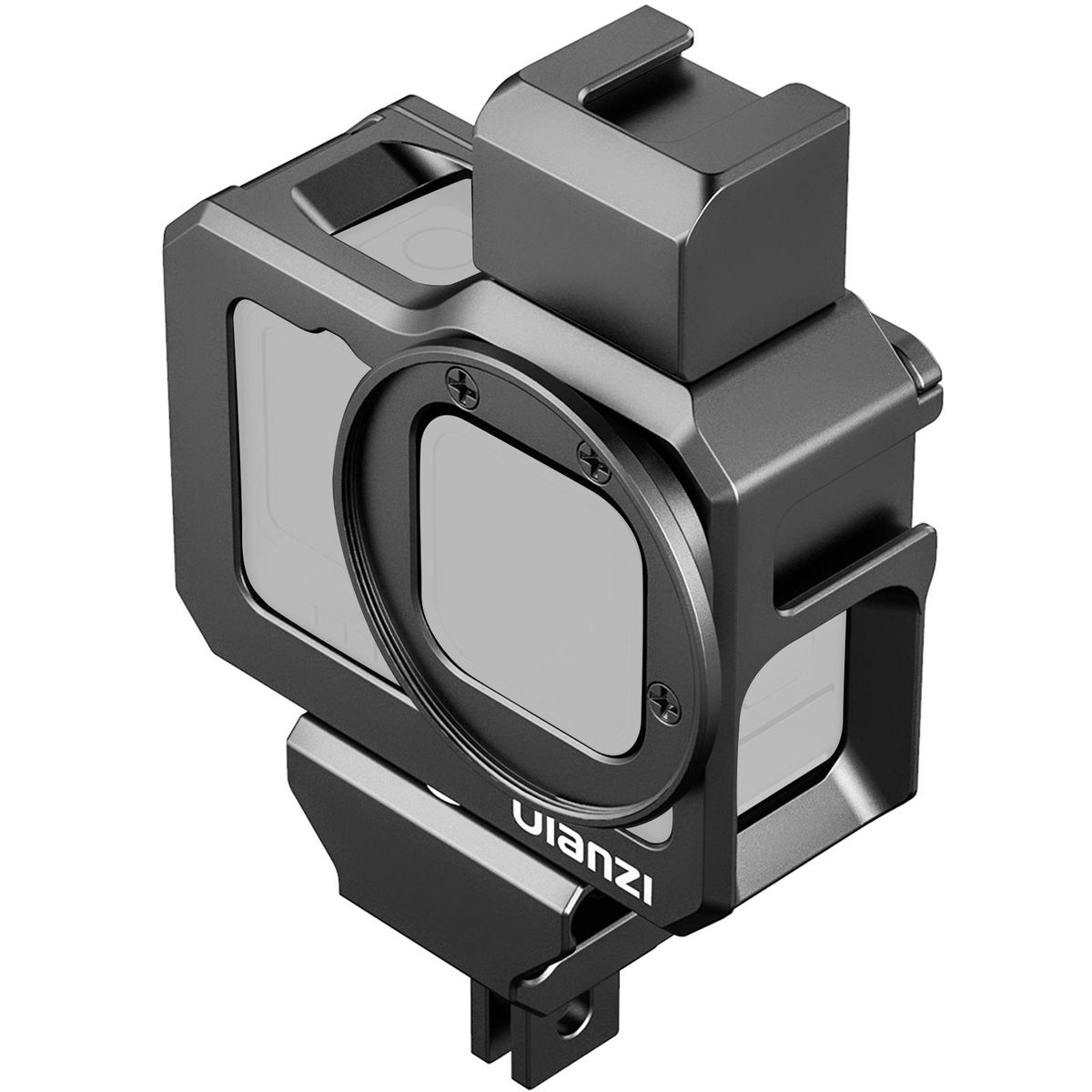 Ulanzi G9-5 Action Camera Video Cage Metal Vlog Case Protective Housing with Dual Cold Shoe Mount 52mm Filter Adapter Extension Accessory Replacement for GoPro Hero 10/9