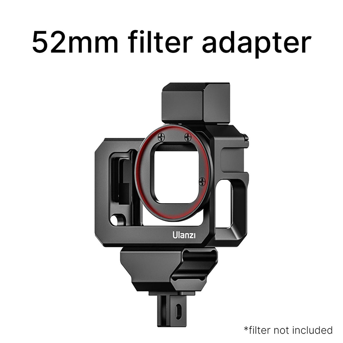 Ulanzi G9-5 Action Camera Video Cage Metal Vlog Case Protective Housing with Dual Cold Shoe Mount 52mm Filter Adapter Extension Accessory Replacement for GoPro Hero 10/9