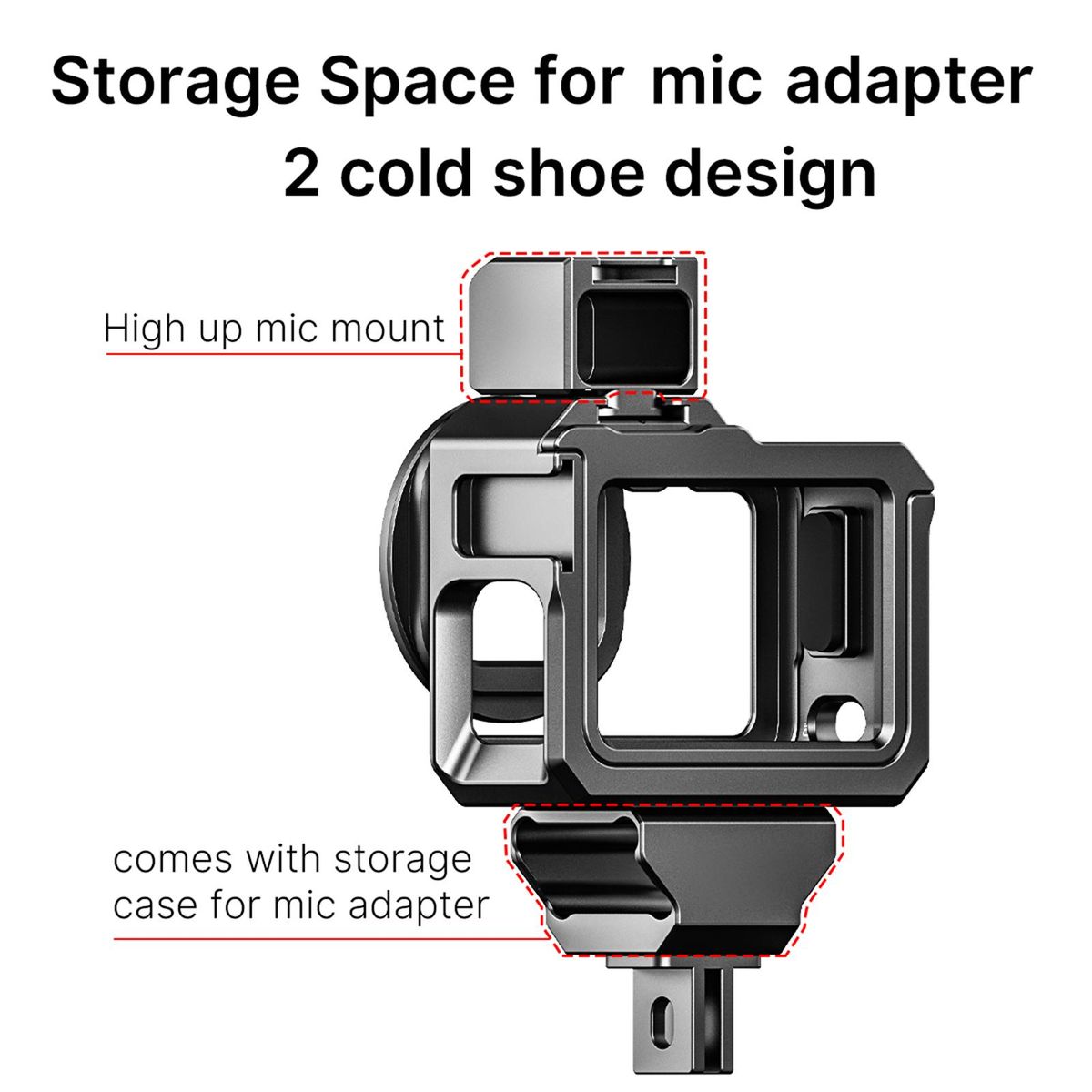 Ulanzi G9-5 Action Camera Video Cage Metal Vlog Case Protective Housing with Dual Cold Shoe Mount 52mm Filter Adapter Extension Accessory Replacement for GoPro Hero 10/9