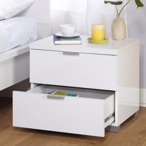 High Gloss Nightstand - White