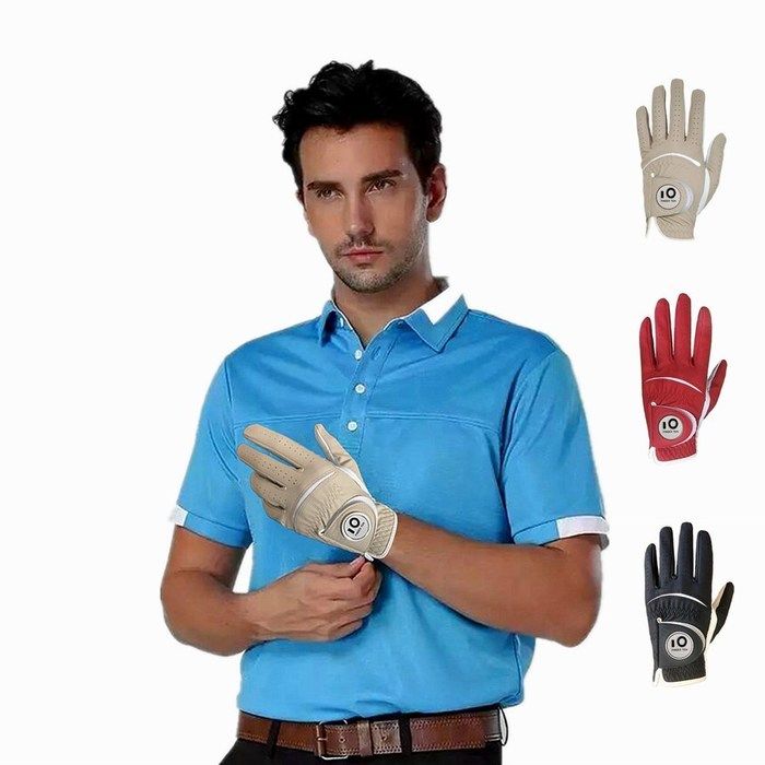 2 Pcs Soft Pu Leather Mens Golf Gloves With Ball Marker All