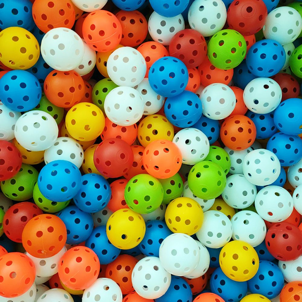 50pcs Plastic Whiffle Airflow Hollow Golf Ball Practice