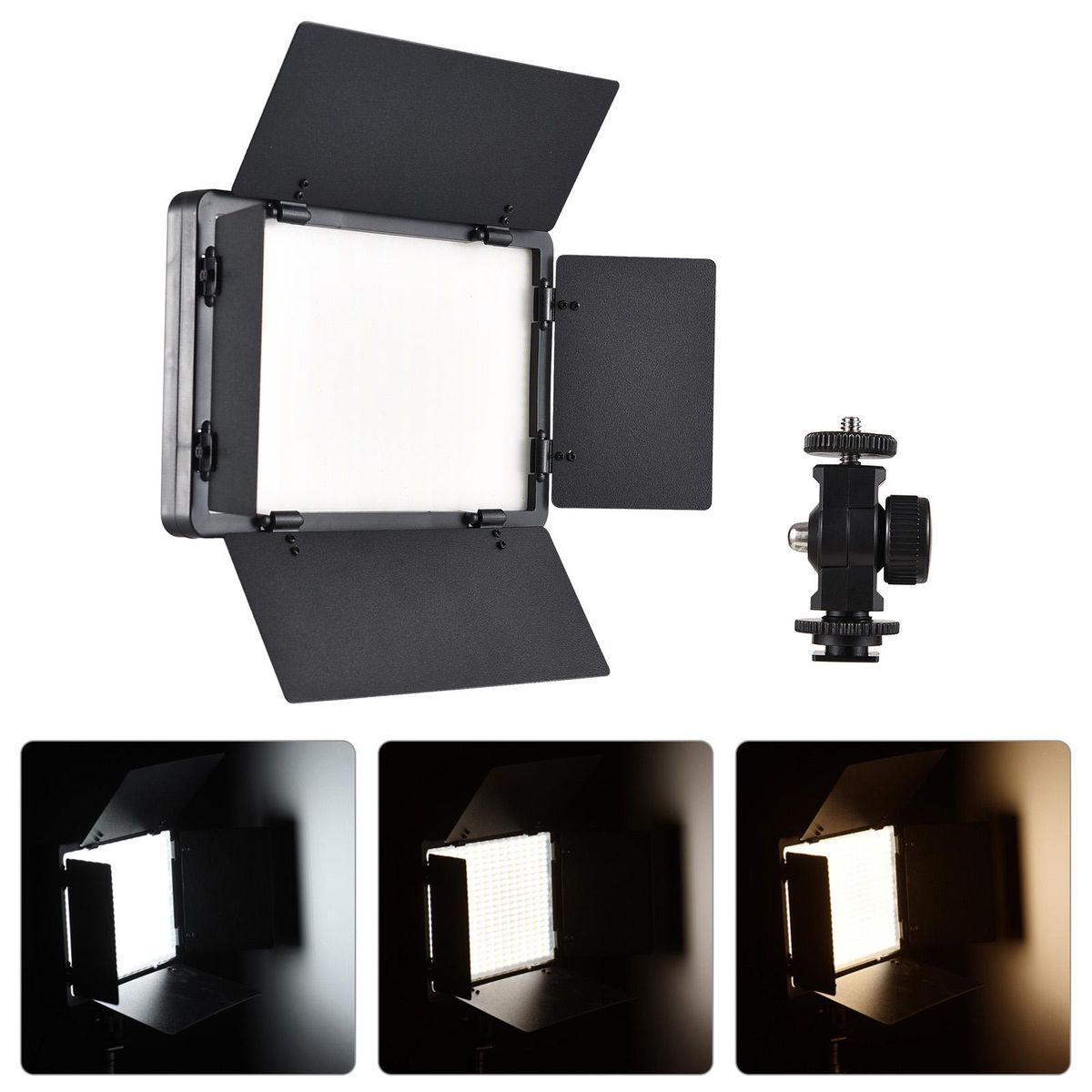 Portable LED Video Light Photography Fill Light 520pcs LED Beads 3000K/5500K Bi-Color Dimmable DC/NP Series Battery Powered with Barndoor Cold   Shoe Adapter Power Adapter for Studio Product Portrait Photography Live Streamin