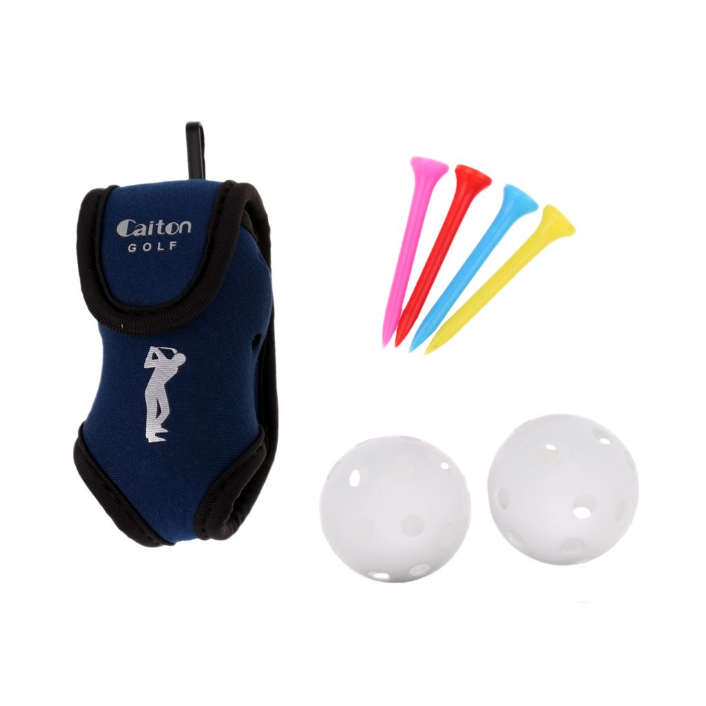 Clipon Golf Ball Holder Belt Bag Plus 2 Golf Balls And 4 Tees Blue