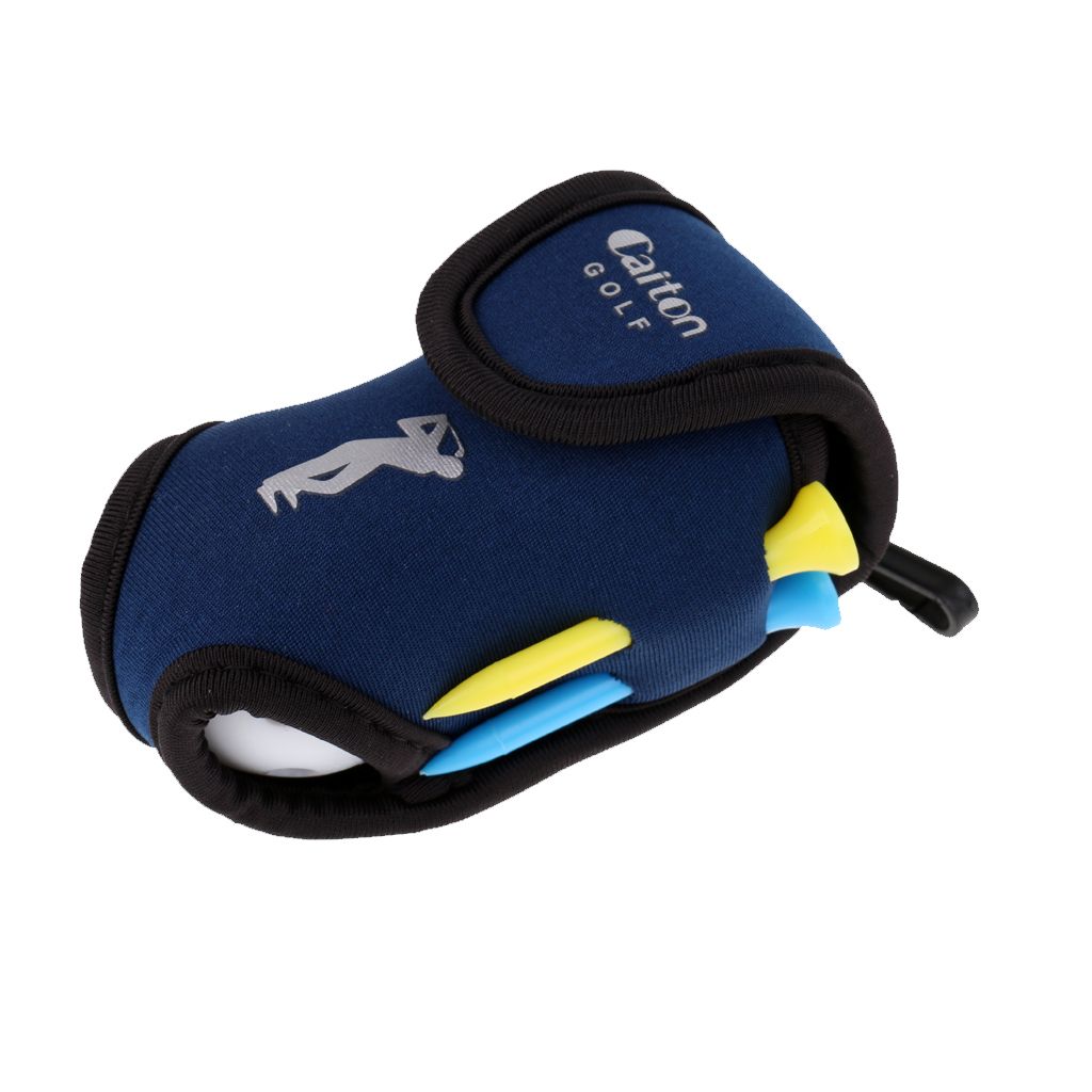 Clipon Golf Ball Holder Belt Bag Plus 2 Golf Balls And 4 Tees Blue