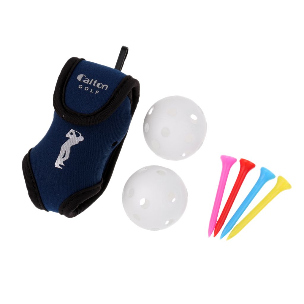 Clipon Golf Ball Holder Belt Bag Plus 2 Golf Balls And 4 Tees Blue