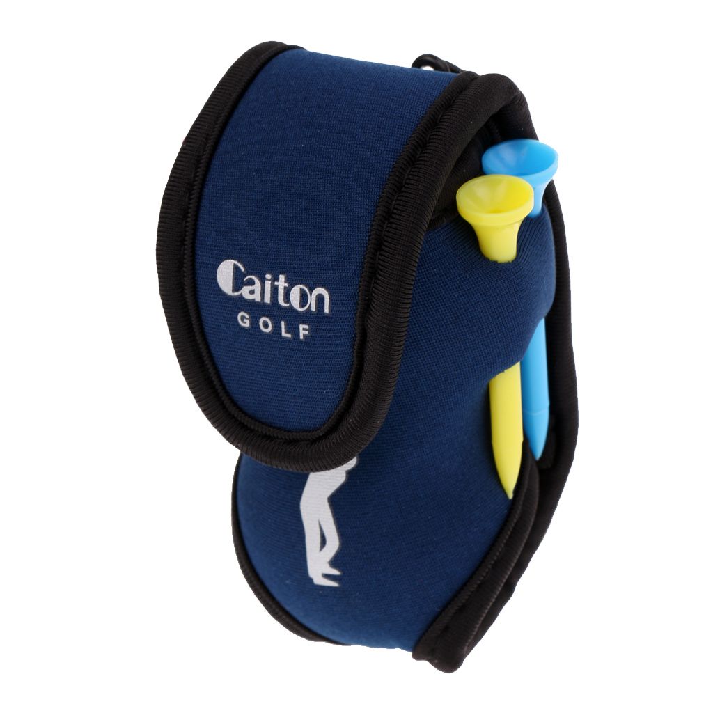 Clipon Golf Ball Holder Belt Bag Plus 2 Golf Balls And 4 Tees Blue