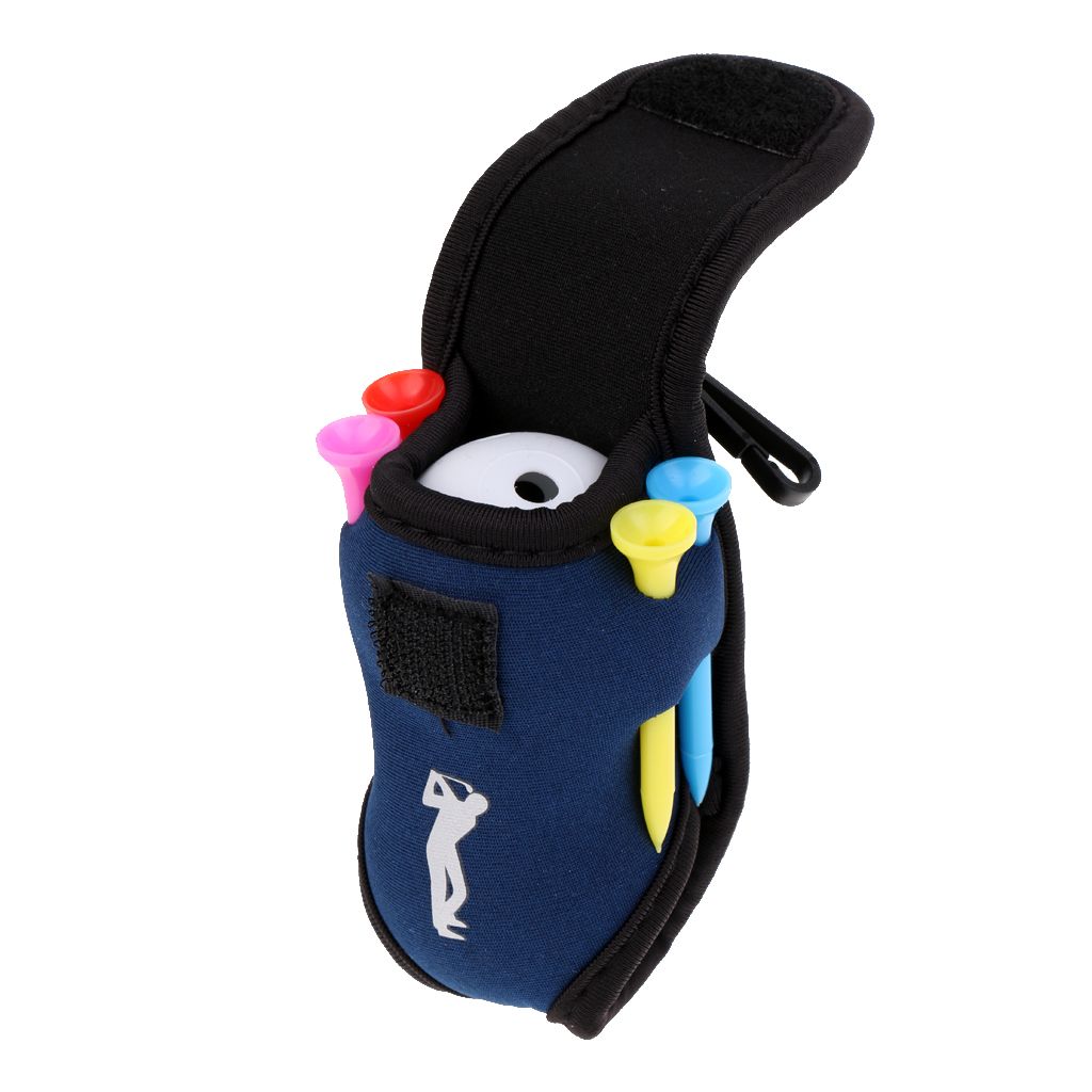 Clipon Golf Ball Holder Belt Bag Plus 2 Golf Balls And 4 Tees Blue