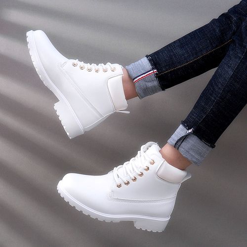 Women Shoes Martin Boots Shoes Ladies Shoes PU Leather Boots Dark Grey