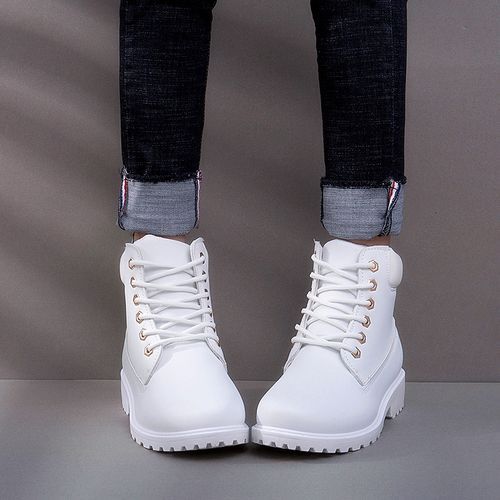 Women Shoes Martin Boots Shoes Ladies Shoes PU Leather Boots Dark Grey