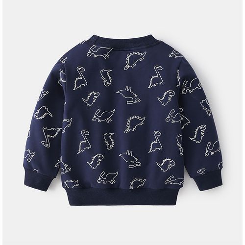 Cotton Kids Long Sleeve Dinosaur Boys Pullover Sweatshirts-Grey