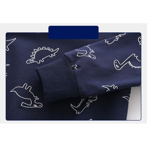 Cotton Kids Long Sleeve Dinosaur Boys Pullover Sweatshirts-Grey