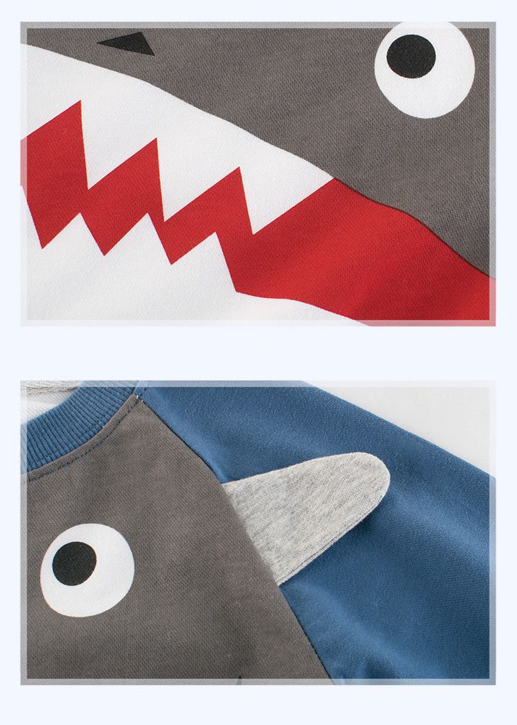 100% Cotton Kids Long Sleeve Cartoon Boys Pullover Sweatshirts-Blue