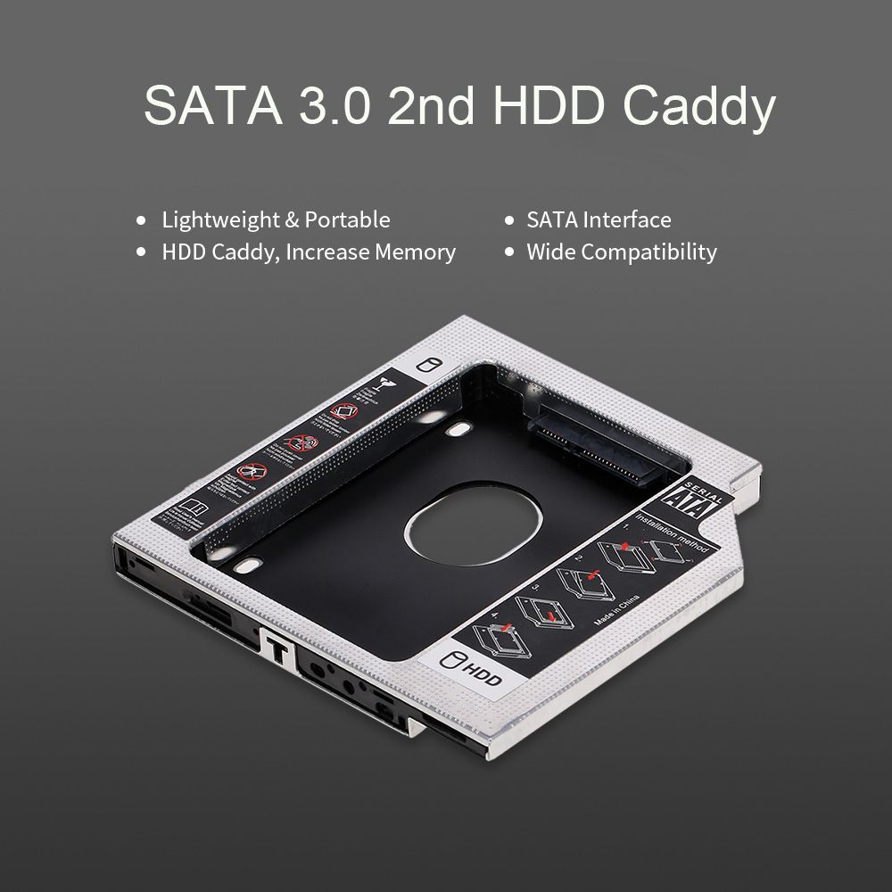 Aluminum Alloy SATA3.0 2nd HDD Caddy 9.5mm 2.5 Inch SSD HDD