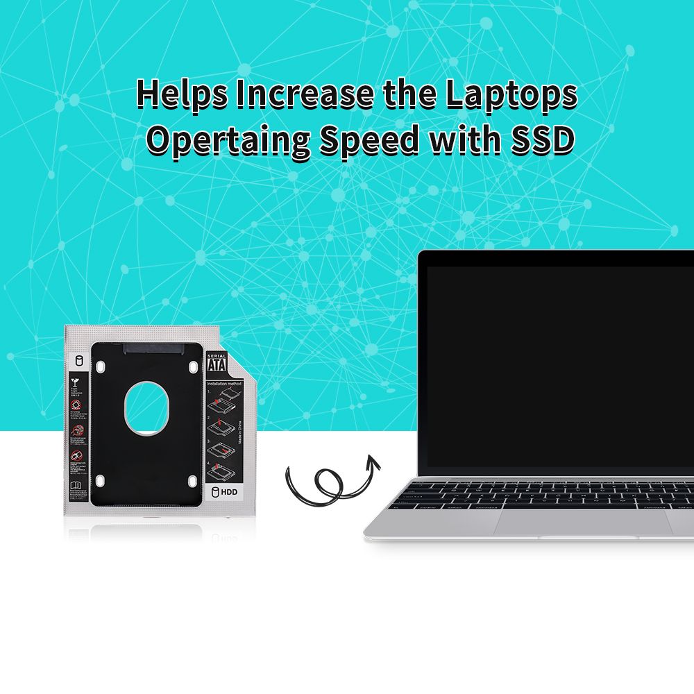 Aluminum Alloy SATA3.0 2nd HDD Caddy 9.5mm 2.5 Inch SSD HDD