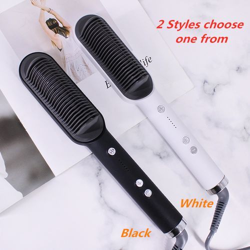 2-in-1 Hot-Air Hair Styling Comb Straightener Hair Brush-641-White