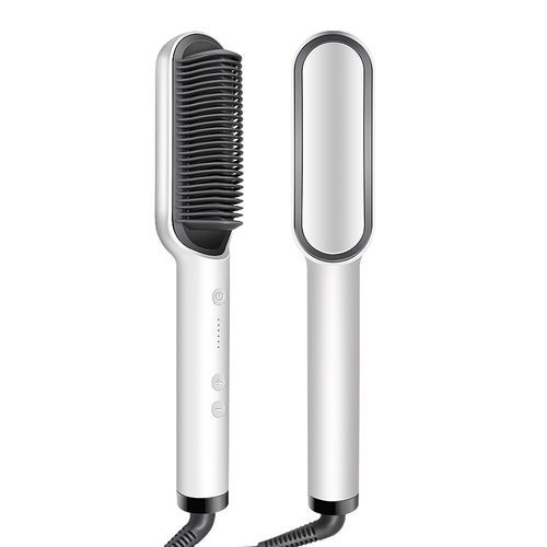 2-in-1 Hot-Air Hair Styling Comb Straightener Hair Brush-641-White