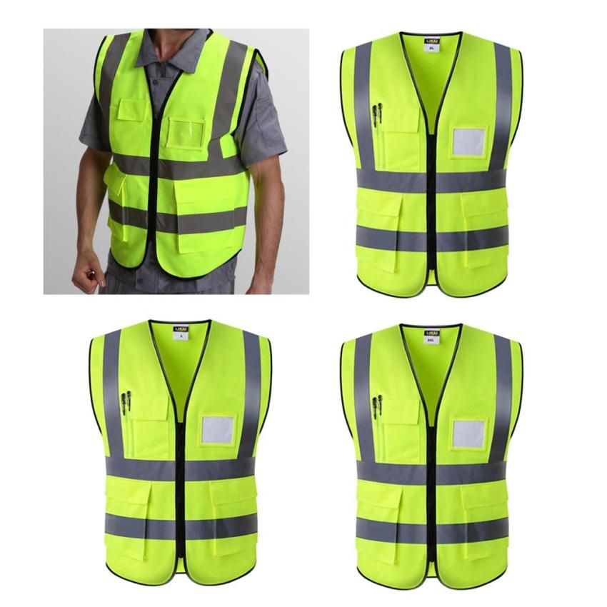 Set Of 3 Reflective Safety Safety Waistcoat With Pocket