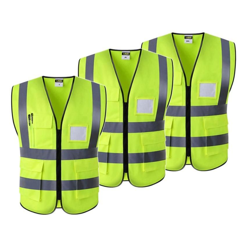 Set Of 3 Reflective Safety Safety Waistcoat With Pocket