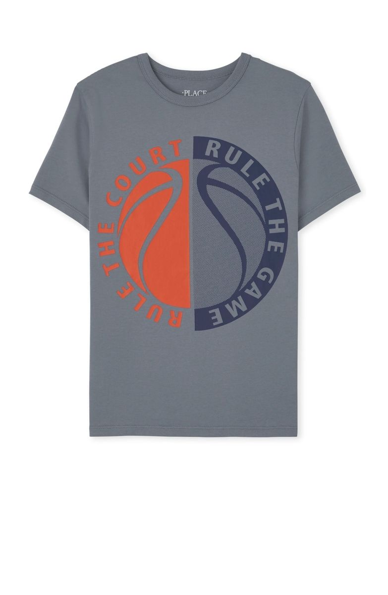 Boys Skating Shark Rule The Game Graphic Tshirt - Teal Blue Grey