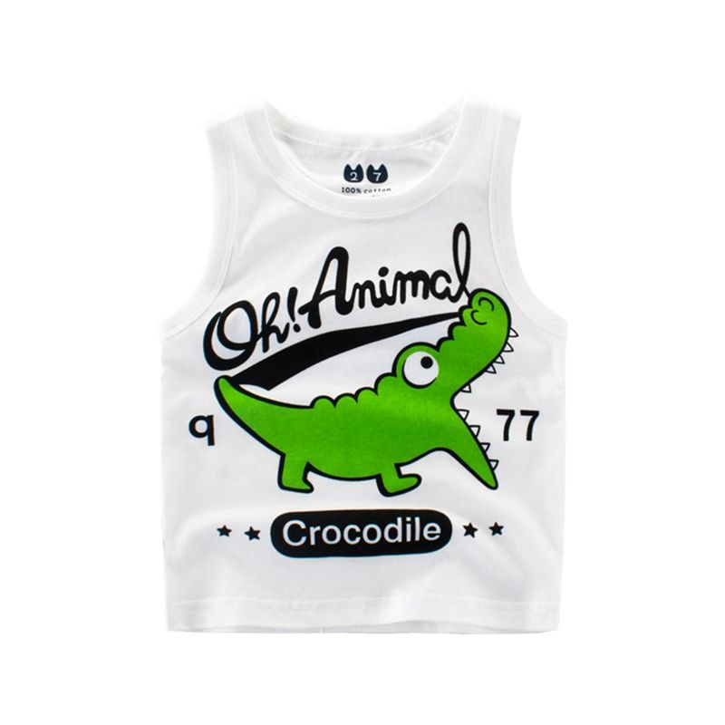100% Cotton Kid  Crocodile Print Sleeveless Tank Tops