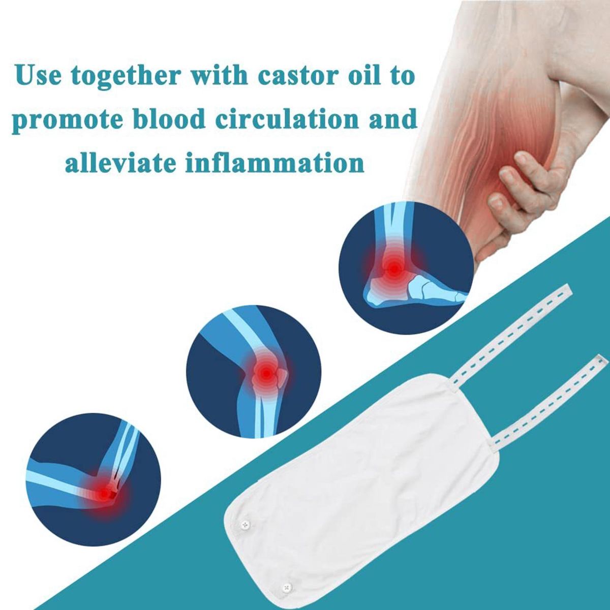 Castor Oil Leg Packs Organic Castor Oil Compress Kit for Calf White