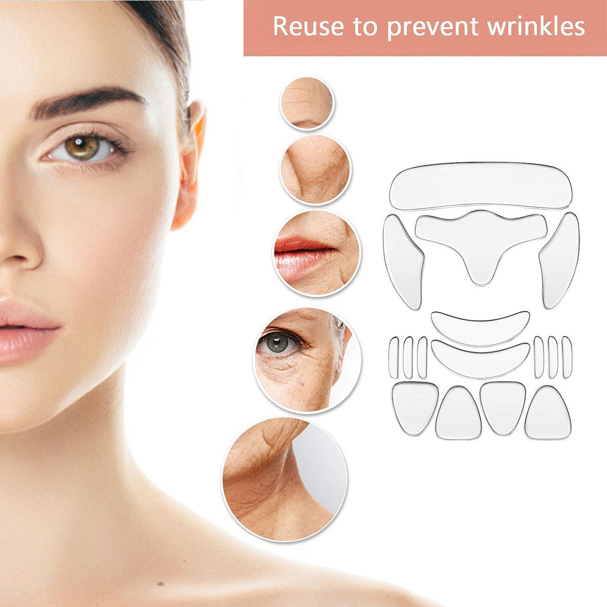 16PCS Face Wrinkle Patches Reusable Forehead Wrinkle Patches