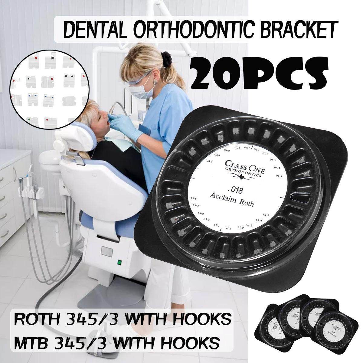 20PCS Dental Orthodontics Ceramic Bracket Braces MBT 3 With Hooks