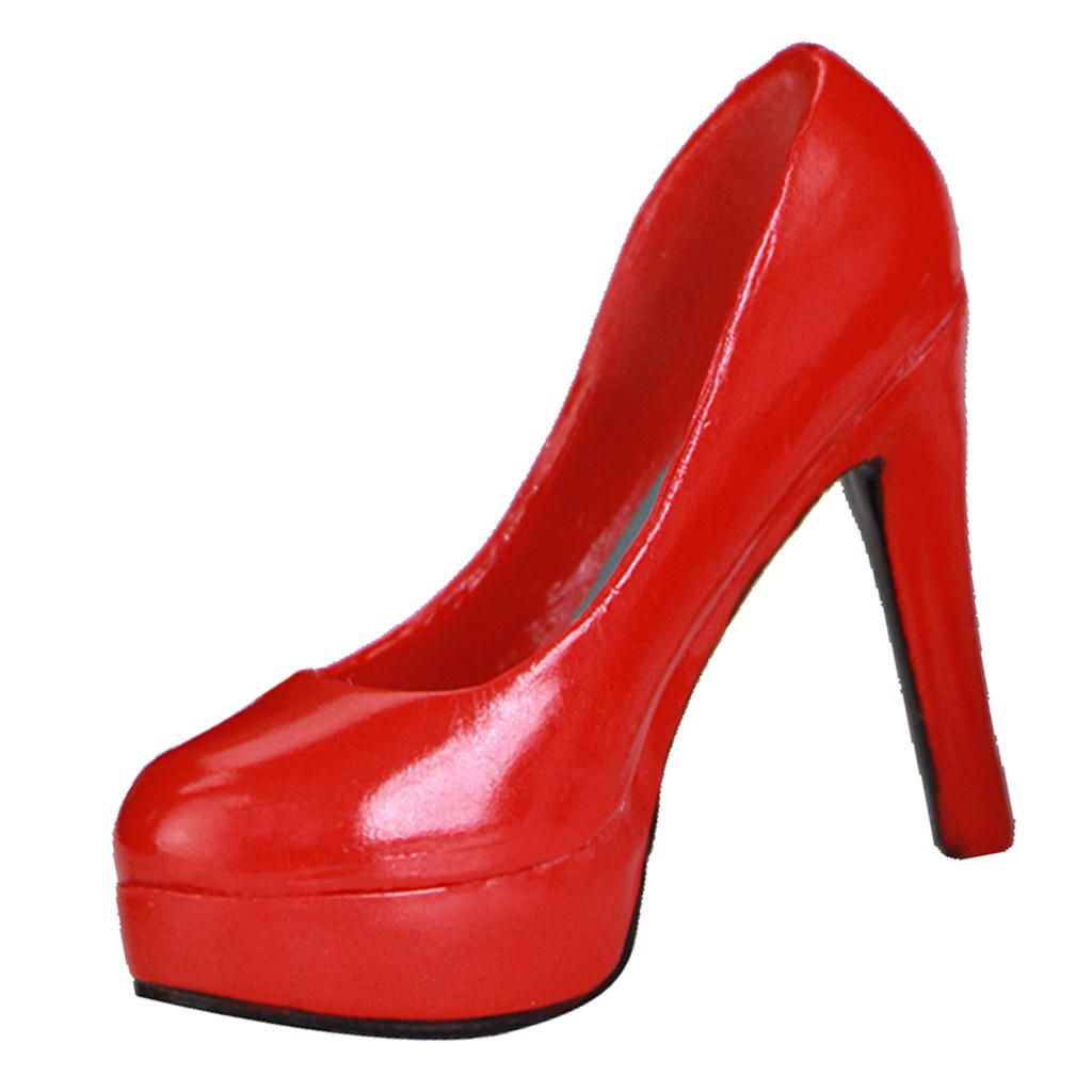 1 Pair Of 1/6 Scale Red High Heels Platform Shoes For 12'' Female Red