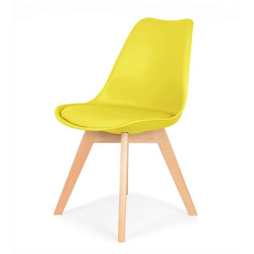 Dining Chair With Solid Beech Wood Legs - Yellow