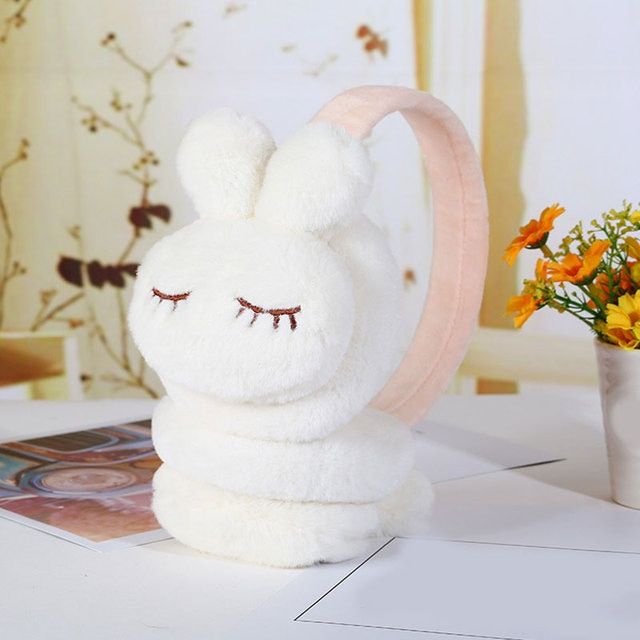 Cartoon 3d Rabbit Warm Earmuffs Winter Kids Outdoor Soft Pl