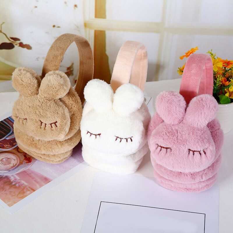 Cartoon 3d Rabbit Warm Earmuffs Winter Kids Outdoor Soft Pl