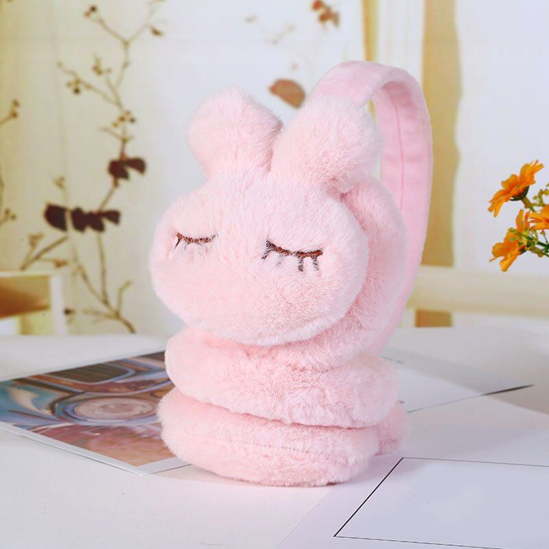 Cartoon 3d Rabbit Warm Earmuffs Winter Kids Outdoor Soft Pl