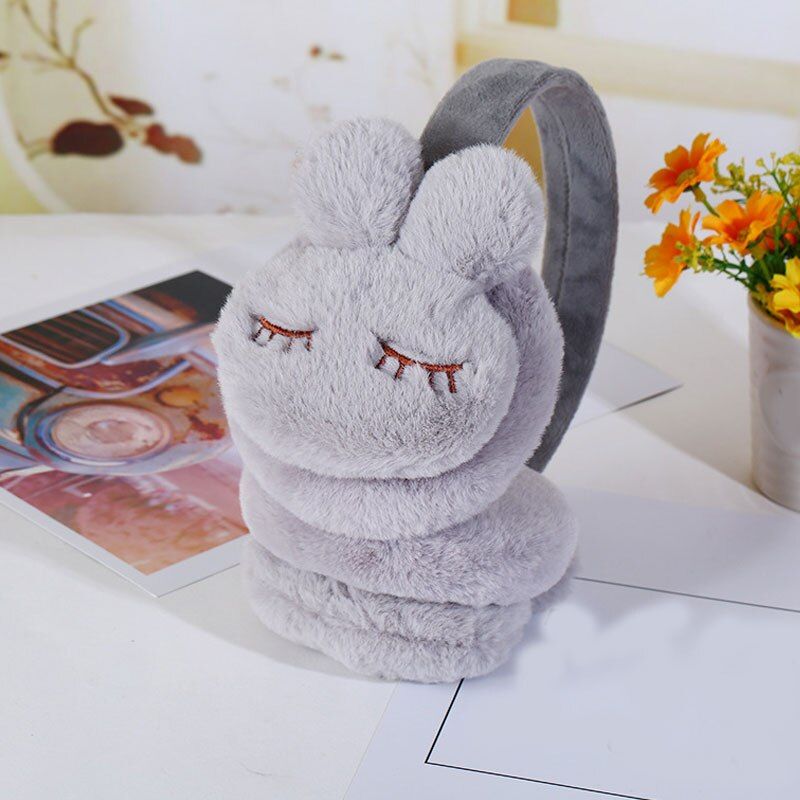 Cartoon 3d Rabbit Warm Earmuffs Winter Kids Outdoor Soft Pl