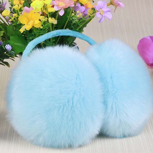 Soft Plush Ear Warmer Winter Warm Christmas Deer Elk Earmuffs Women Solid Earflap Outdoor Cold Protection Ear_Muffs Ear Cover(#A-light Blue)
