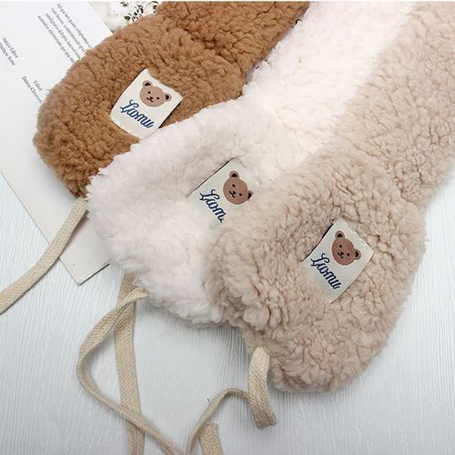 Korea Winter Warm Ear Cover Plush Earmuff Lace UP Cute Bear Ear Warmer Winter Women Ear Bag Fashion Adults Kids Earmuffs(#a1)